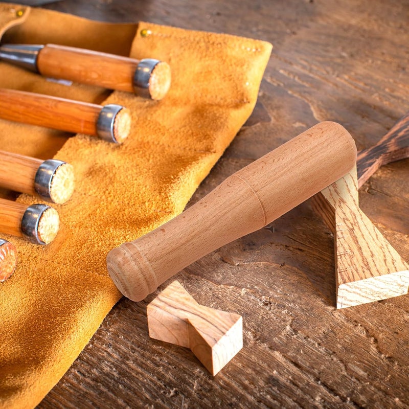 Veemoon Small Wood Carving Mallet Hammer, Solid Woodworking Hammer DIY Handmade Beech Wooden Mallet Wood Carving Tools with Comfortable Handle Reduces Hand Fatigue (3-Ounce, 7.8Inch) - Image 5